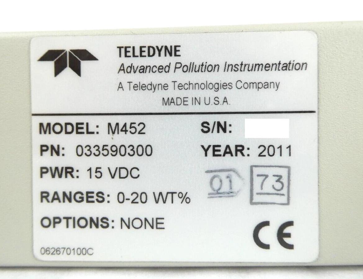 Used Teledyne Instruments 033590300 Ozone Processor Sensor M452 Working Surplus