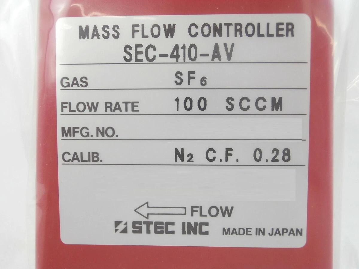 STEC SEC-410-AV Mass Flow Controller MFC SEC-410 100 SCCM SF6 New Surplus