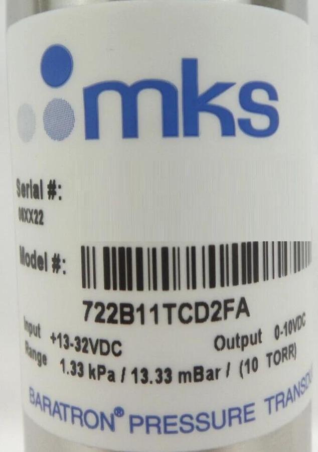 MKS Instruments 722B11TCD2FA Baratron Pressure Transducer New Surplus