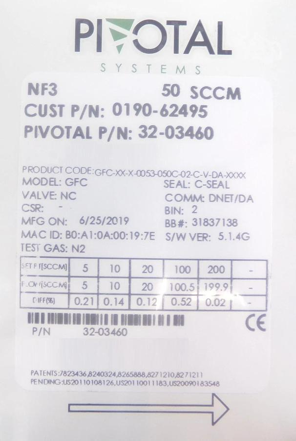 Pivotal Systems 32-03460 Mass Flow Controller MFC AMAT 0190-62495 Lot of 4 New