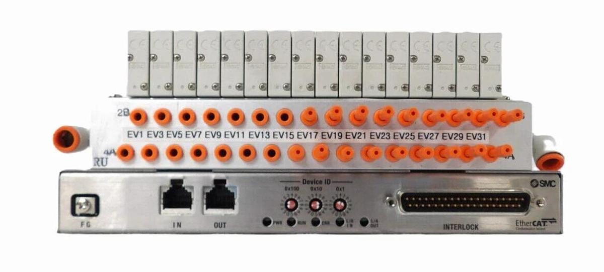 Used SMC IN587-33 32-Port EtherCAT Pneumatic Manifold Assembly Working Surplus