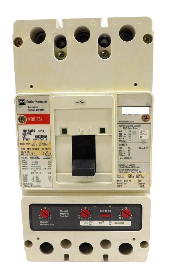 Used Eaton KDB3300W 3-Pole Industrial Circuit Breaker KDB 35k Working Spare