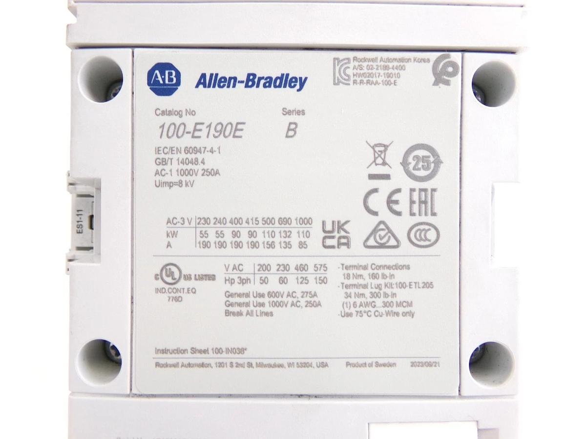 Used AB Allen-Bradley 100-E190E 3-Pole Contactor Series B 100-ES1-11 Working