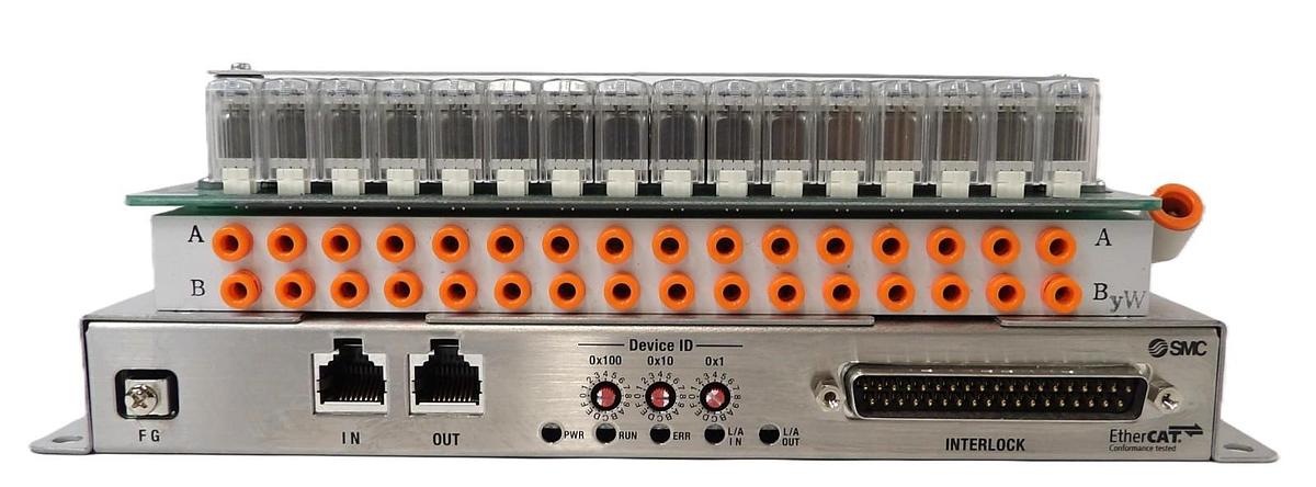 Used SMC VV100-49-X336 16-Port Pneumatic Manifold Working