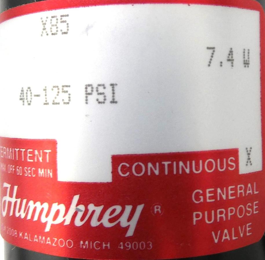 Refurbished Humphrey X85 VDC Solenoid Valve 40-125 PSI Reseller Lot of 12 OEM Refurbished