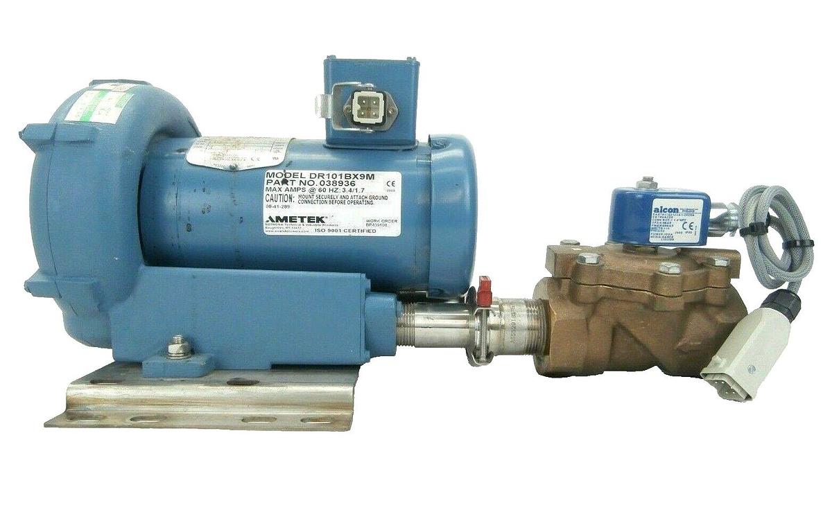 Used Ametek 038936 Air Blower Assembly DR101BX9M Alcon UACD8 Edwards TPU Working