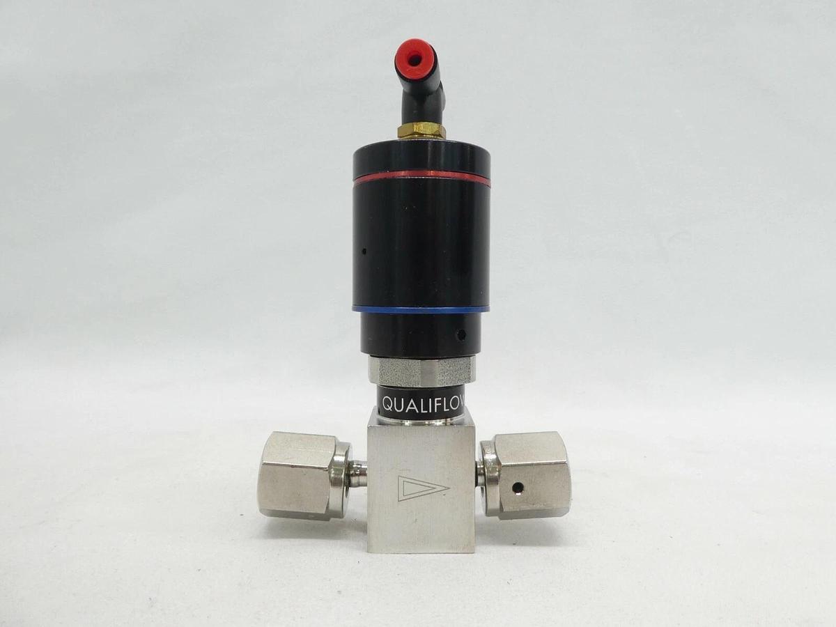 Used Qualiflow 2x10-9atm.cm3/Sec 2-Way Pneumatic Valve Female/Female Lot of 5 Working