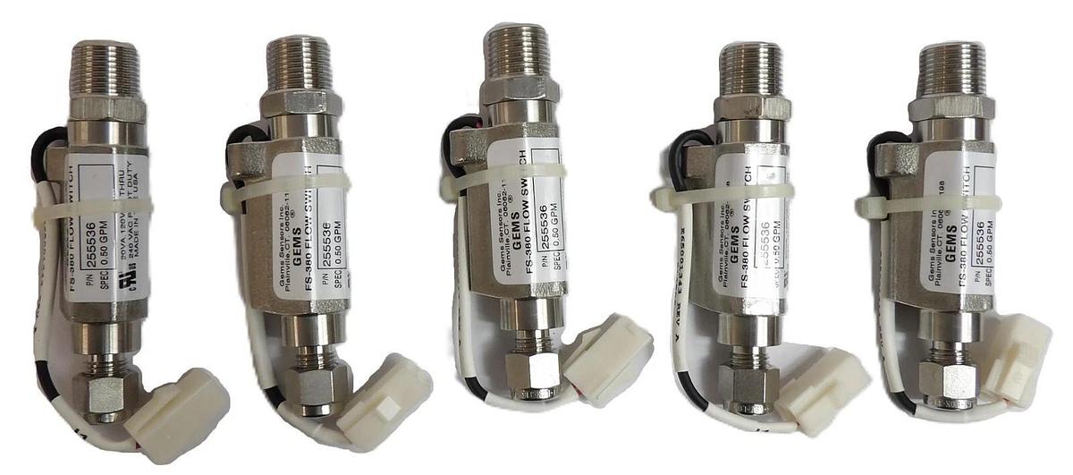 Gem Sensors 255536 FS-380 Flow Switch AMAT E65001343 Lot of 5 New