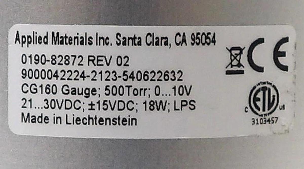 Used AMAT Applied Materials 0190-82872 Capacitance Gauge Inficon CG160 Lot of 2