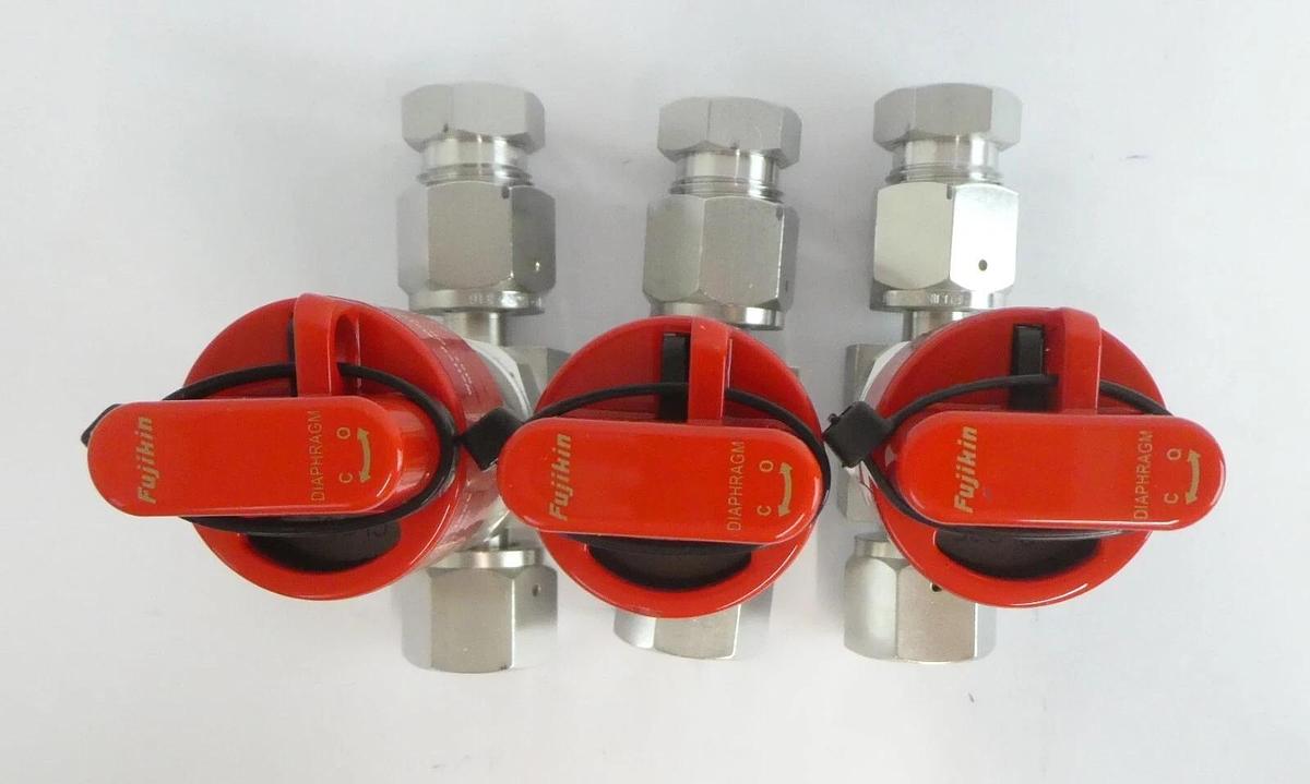 Used Fujikin 316L Manual Diaphragm Valve Reseller Lot of 9 Working Surplus
