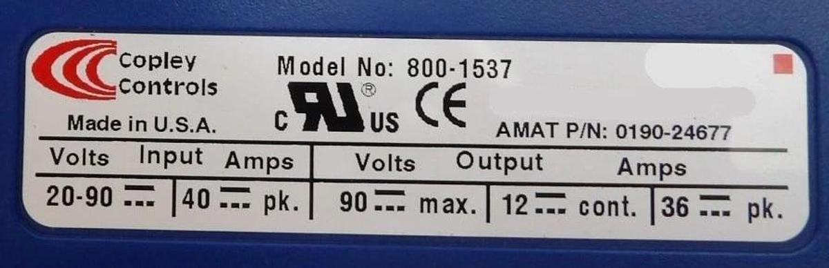 Used Copley Controls 800-1537 Servo Motor Controller Accelnet Working