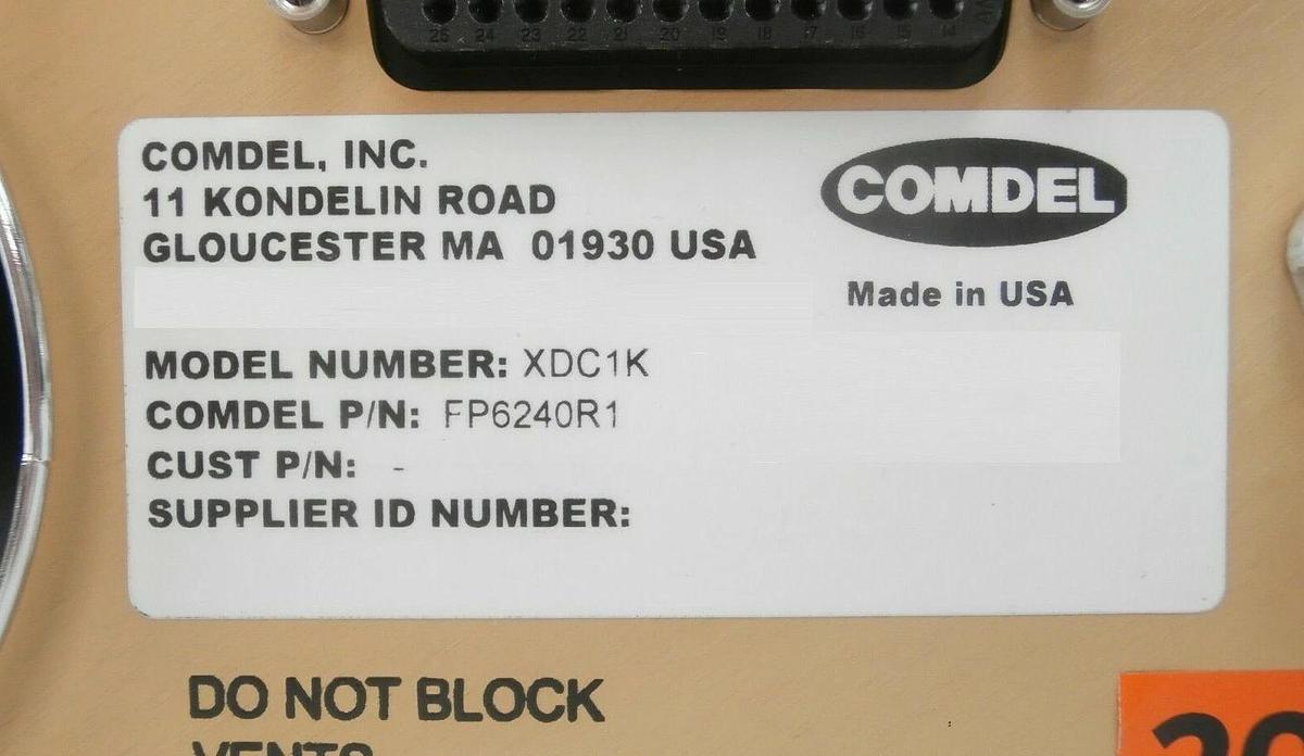 XDC1000 Comdel FP6240R1 1kW DC Power Supply XDC1K New Surplus