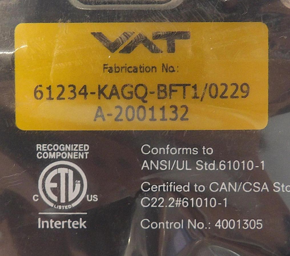 VAT 61234-KEGQ-BFT1 Butterfly Valve Control System Series 612 New