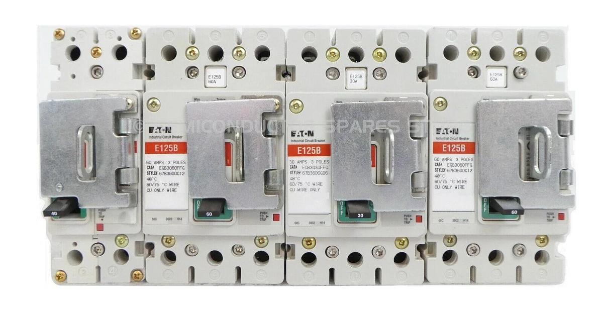 Used Eaton E125B Circuit Breaker Lot of 4 EGB2040FFG EGB3030FFG EGB3060FFG Working