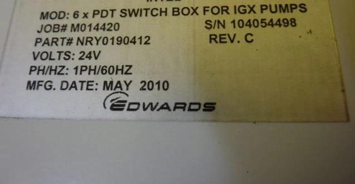 Used Edwards NRY0190412 6-Pump System Switch Box 6xPDT for iGX Vacuum Pumps Working