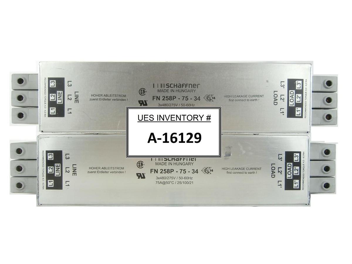 Used Schaffner FN 258P-75-34 Book-style EMC/RFI Filter Reseller Lot of 2 Working