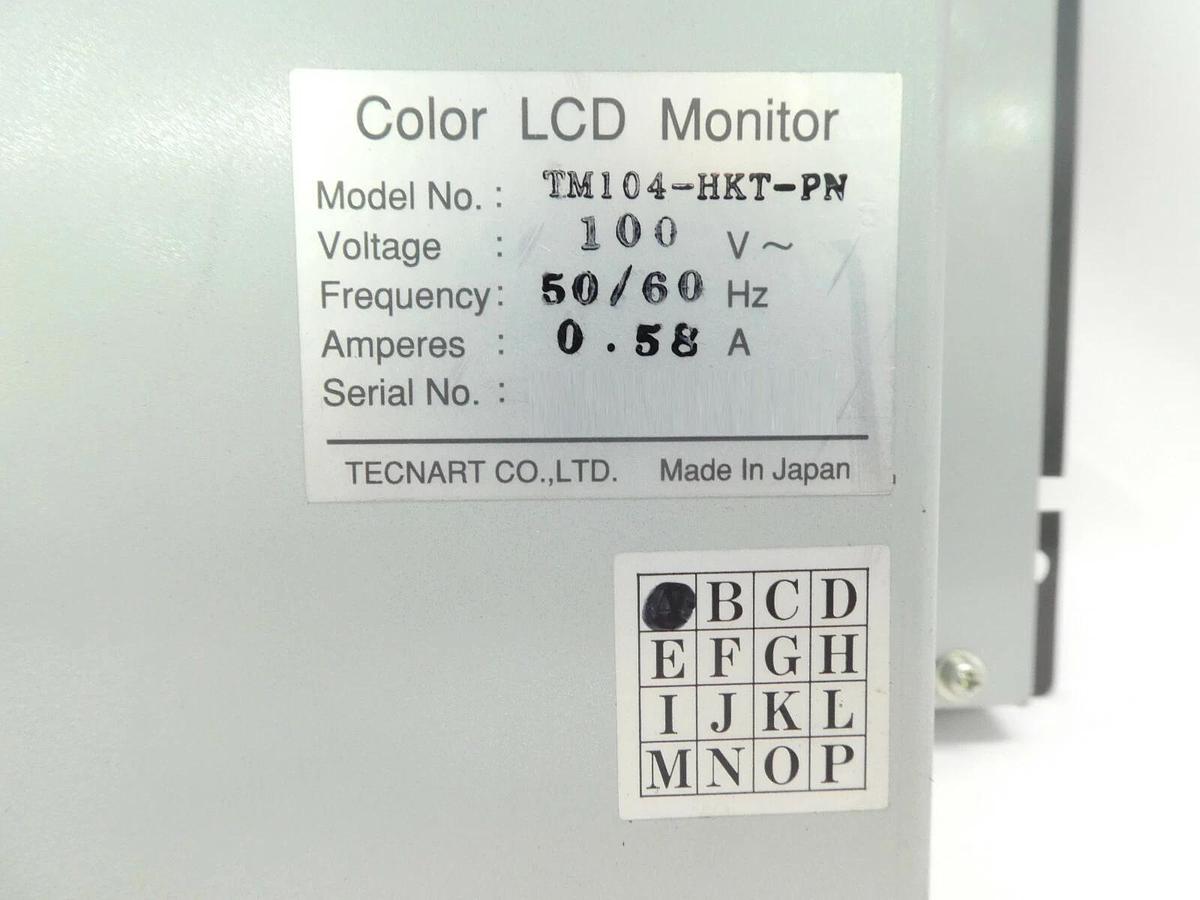 Used Tecnart TM104-HKT-PN Color LCD Monitor 10.5" Kokusai Zestone DD-1203V Working