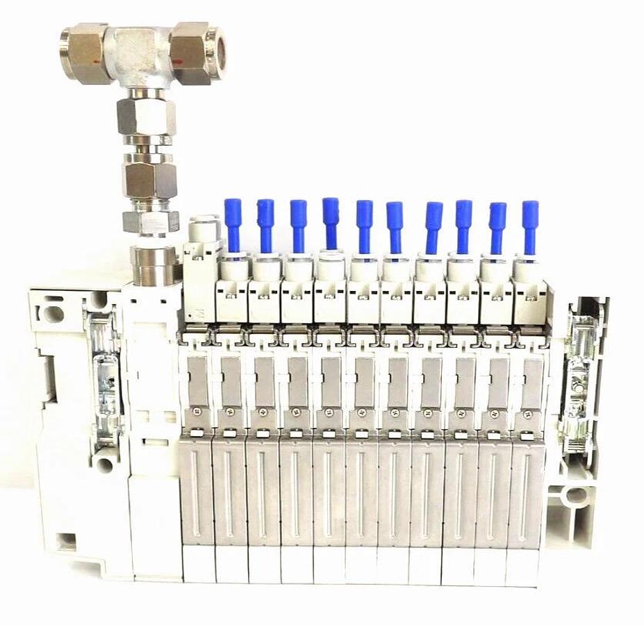 Used SMC SQ1131Y-5-C4-Q 11-Port Pneumatic Manifold Assembly PR300Z Lot of 2 Working