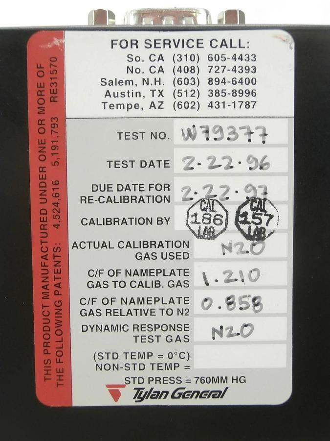 Used Tylan General FC-2902M Mass Flow Controller MFC 2900 Series 500 SCCM Cl2 Used