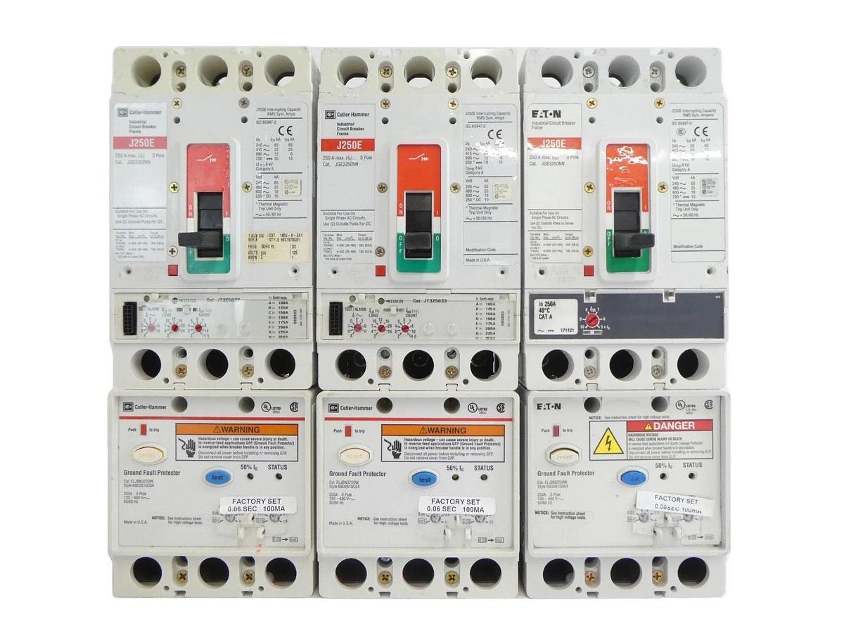 Used Eaton JGE3250NN Circuit Breaker J250E ELJBN3250W Reseller Lot of 3 Working