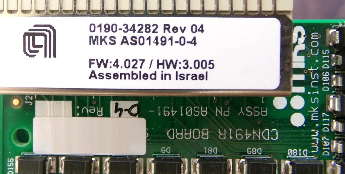 Used MKS Instruments AS01491-0-4 PCB Card CDN491R AMAT 0190-34282 Lot of 2 Working