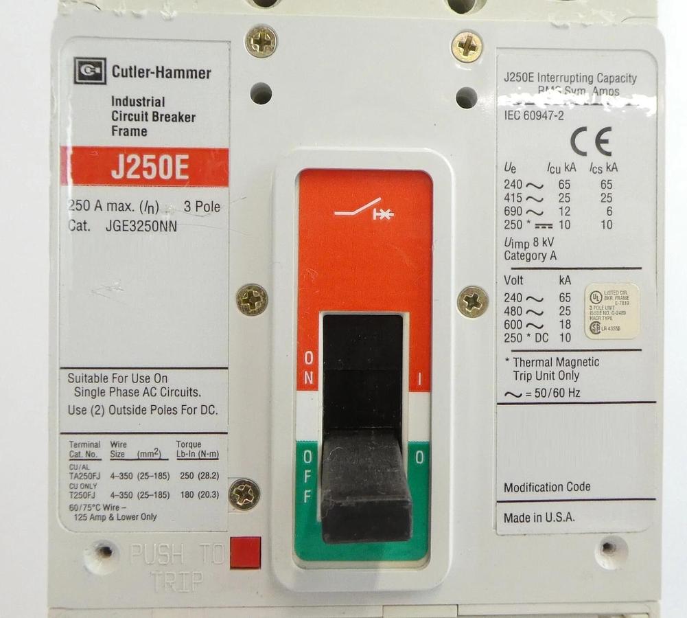Used Eaton JGE3250NN Circuit Breaker J250E ELJBN3250W Reseller Lot of 3 Working