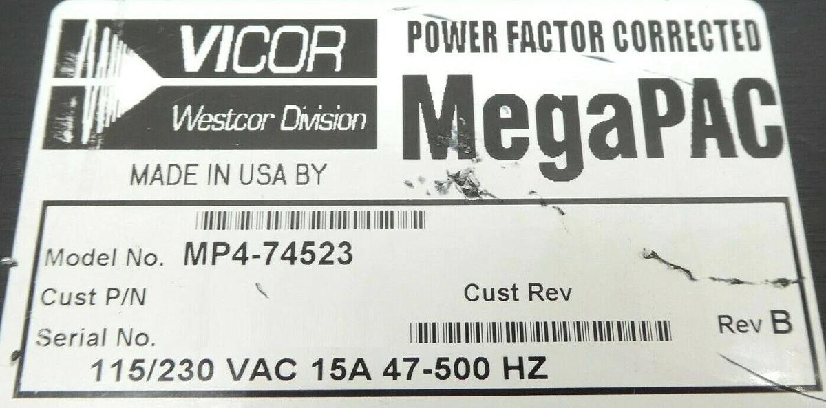 Used Vicor MP4-74523 Power Supply MegaPAC 10-130039-05 C Working Surplus
