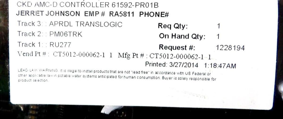 CKD AMC-D2-X1 PCB Controller TEL Tokyo Electron CT5012-000062-1 New Surplus
