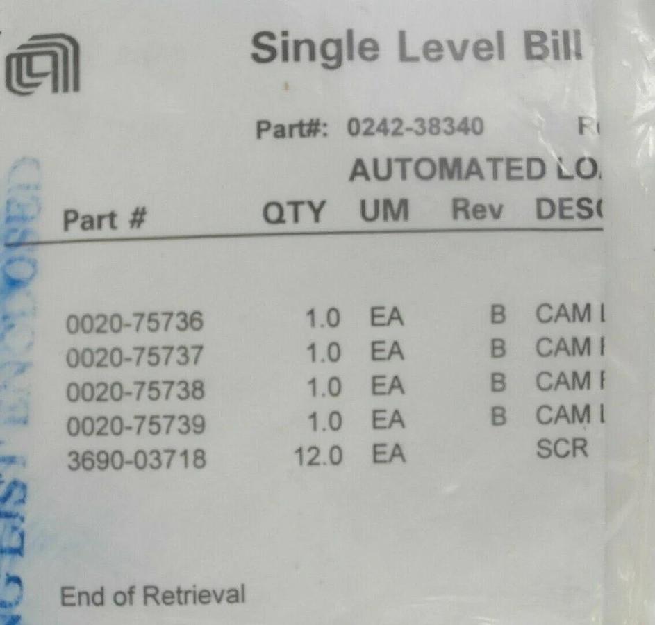 AMAT Applied Materials 0242-38340 Automated Load Lock Retrofit Kit New Surplus