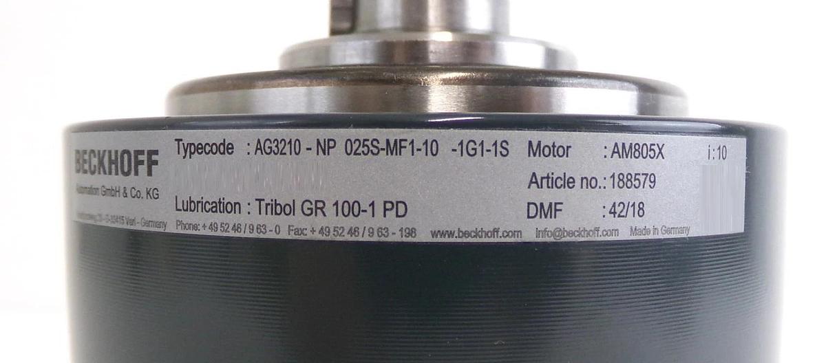 Used Beckhoff AG3210-NP-025S-MF1-10-1G1-1S Planetary Gearbox AM805X Working