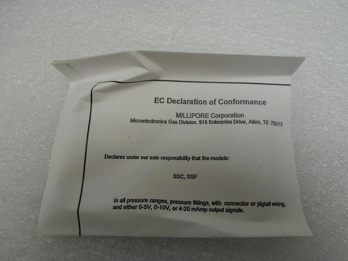 Millipore SSC01A4BSM5H Pressure Transducer Solid Sense TF New Surplus