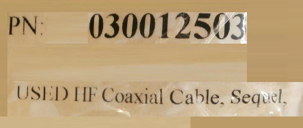 Used Novellus Systems 03-00125-03 HF Coaxial Cable Concept One SEQUEL Working Surplus