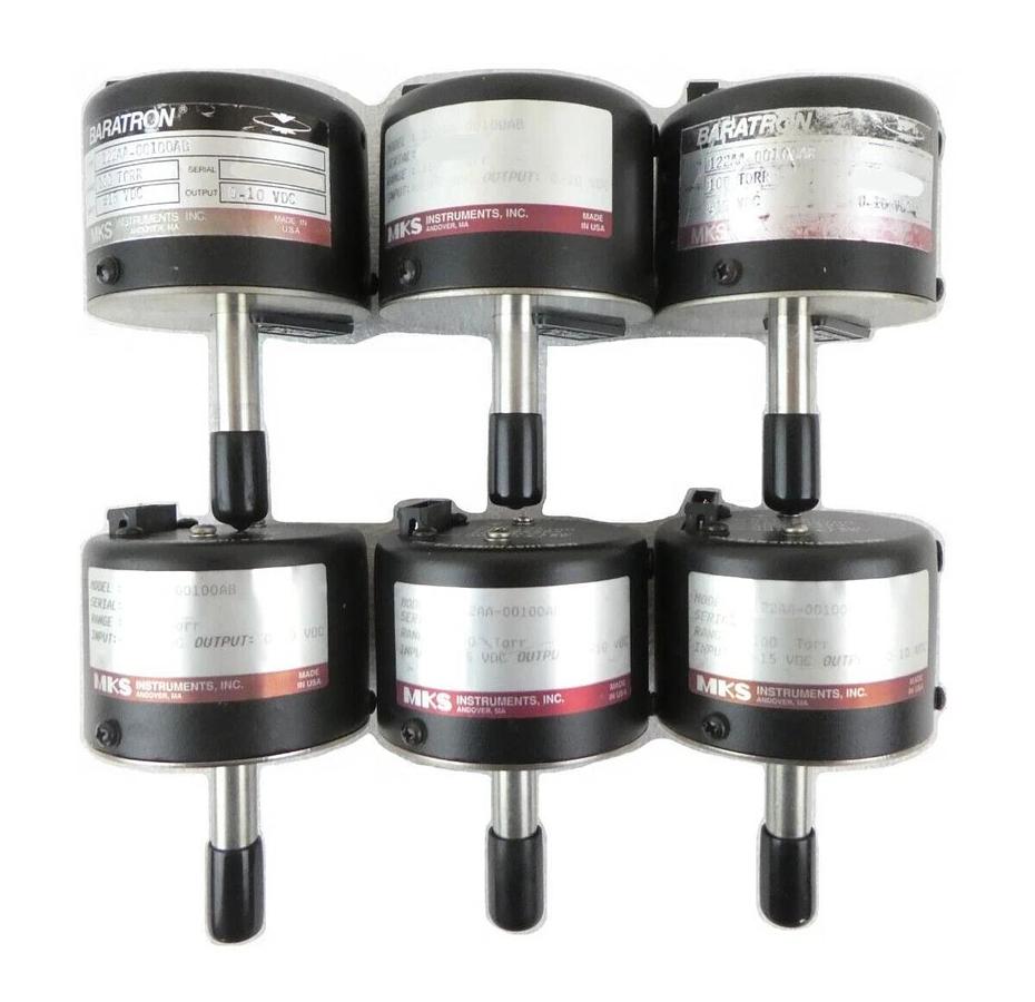 Used MKS Instruments 122AA-00100AB Baratron Pressure Transducer Lot of 6 Surplus