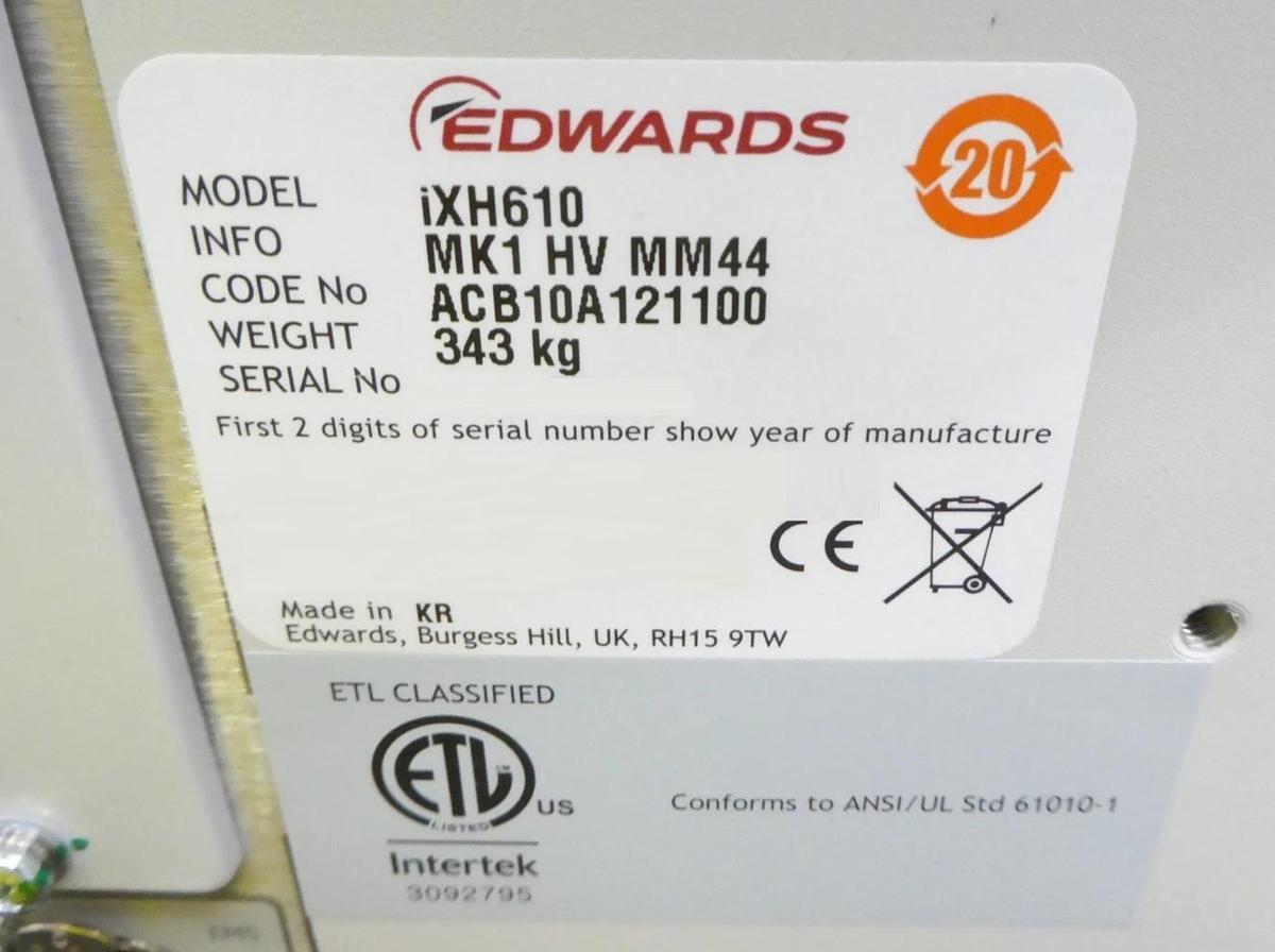 iXH 610 Edwards ACB10A121100 Dry Vacuum Pump Harsh Process MK1 HV MM44 New