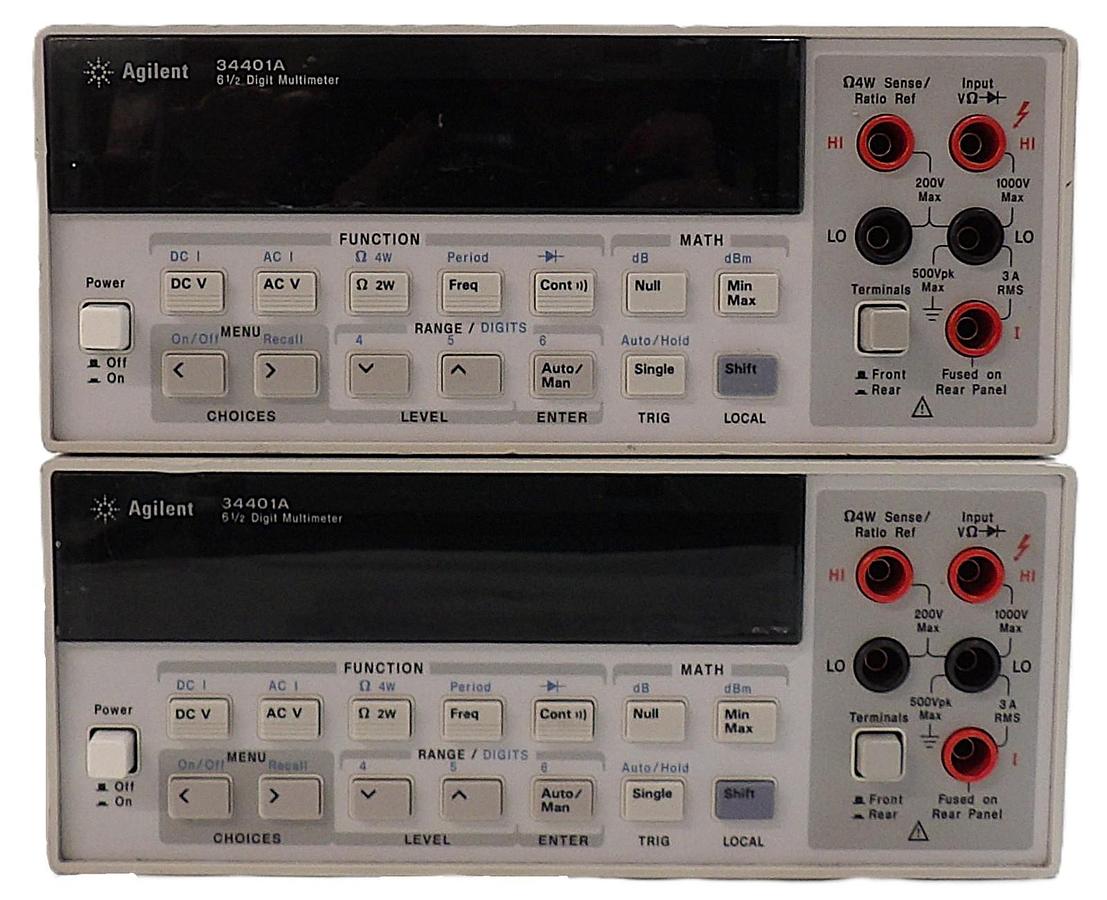 Used HP Hewlett-Packard 34401A 6 1/2 Digit Multimeter Reseller Lot of 2 Working