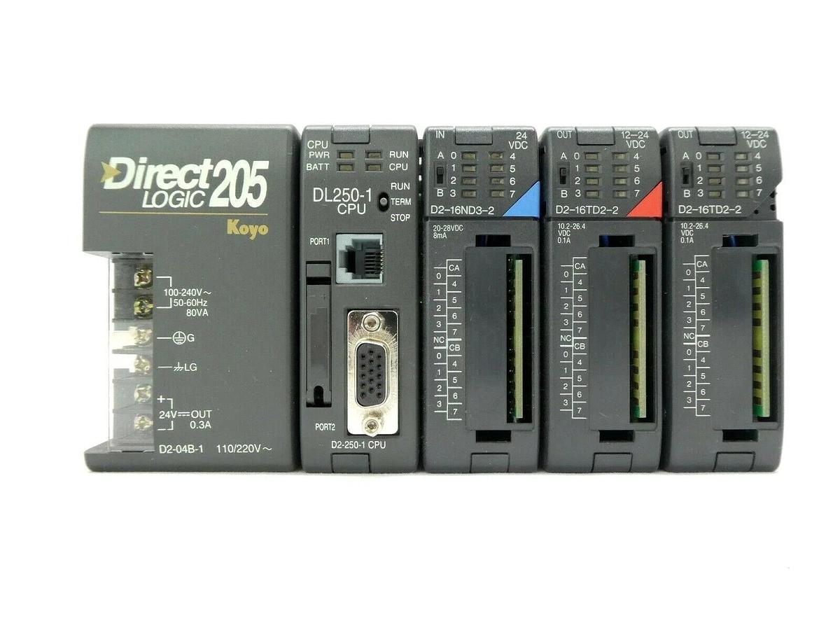 Used Automation Direct D2-04B-1 5-Slot PLC Controller DirectLOGIC 205 Koyo Working