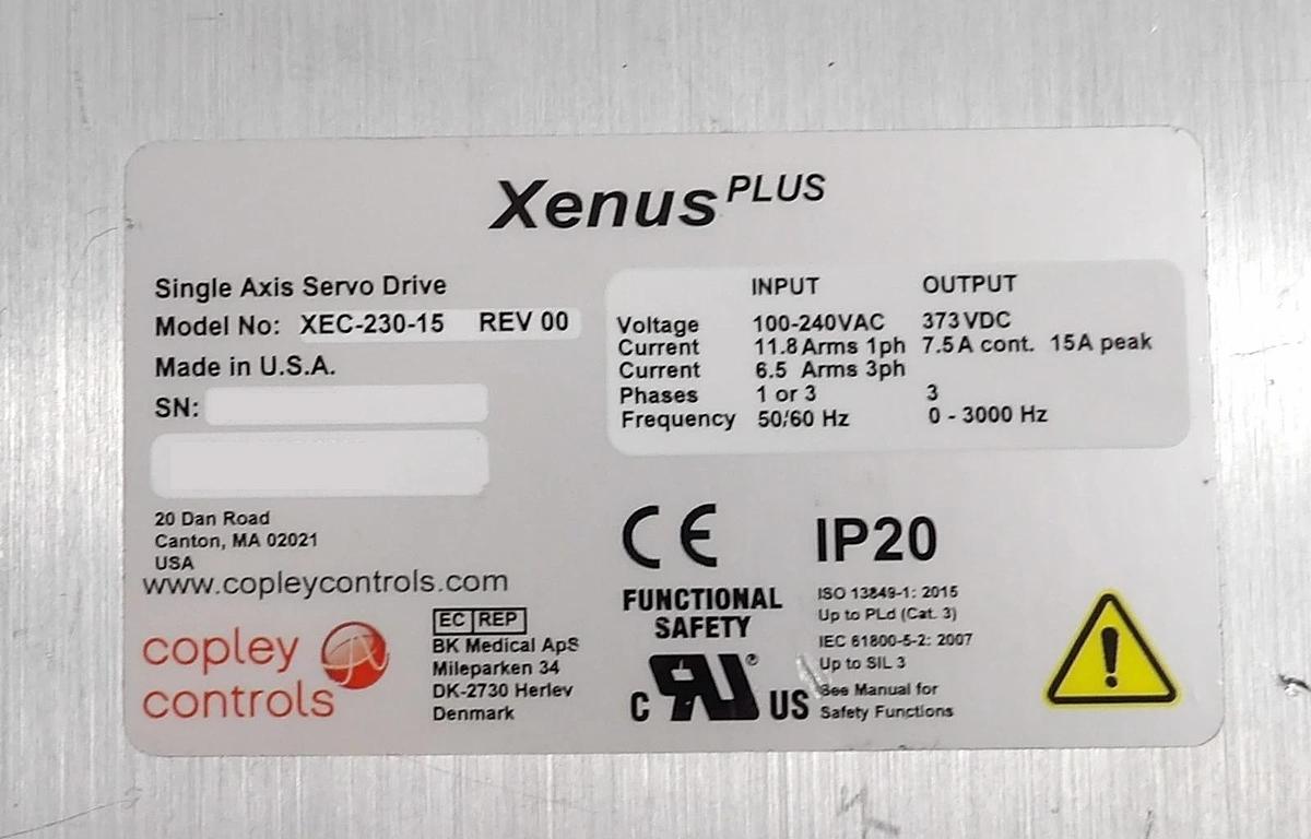 Used Copley Controls XEC-230-15 Single Axis Servo Drive Xenus Working Surplus
