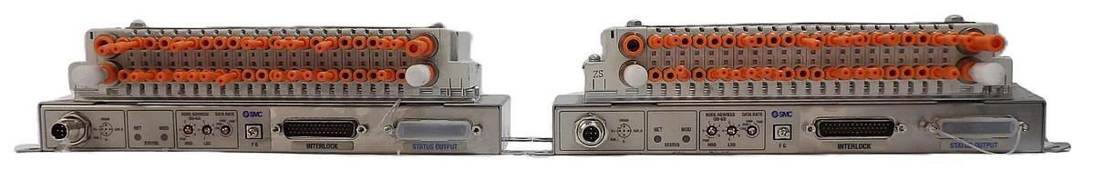 Used SMC IN587-21 21-Port Pneumatic Manifold SJ2A60T-5NFZ-N1-X21 Lot of 2 Working