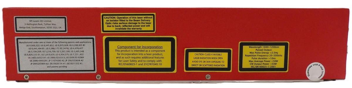 Used SPI Laser SP-20P-0901-001 1040-1200nm Fiber Laser w/PT-P00426 PT-P00474 Untested