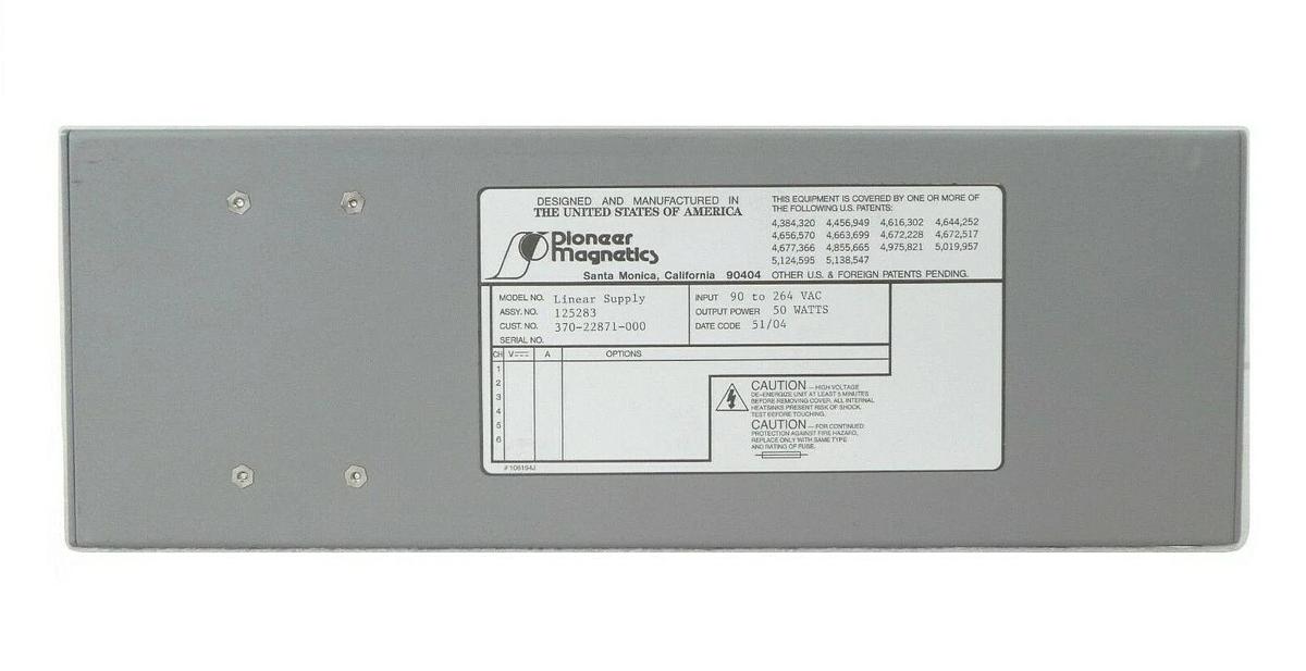 Used Pioneer Magnetics 125283 Linear Power Supply KLA-Tencor 370-23318-000 eS31 Spare