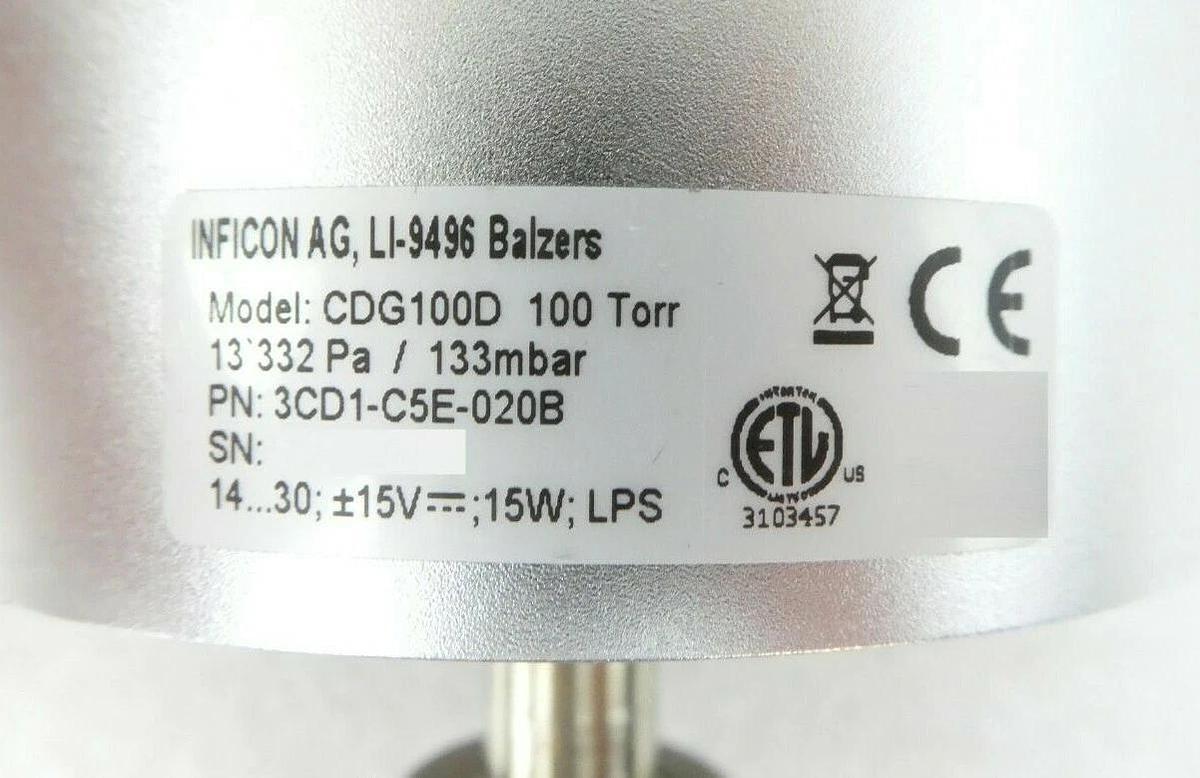 Used Inficon 3CD1-C5E-020B Diaphragm Gauge Manometer CDG100D AMAT Working Surplus