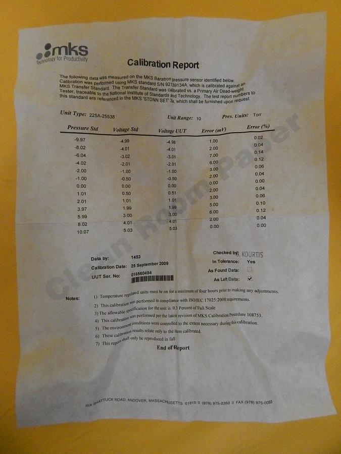 MKS Instruments 225A-25538 Baratron Differential Transducer AMAT 0190-17150 New