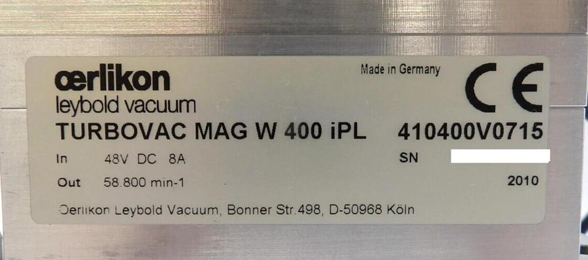 Used TURBOVAC MAG W 400 iPL Leybold 410400V0715 Turbo Pump MAG.DRIVE Working Surplus