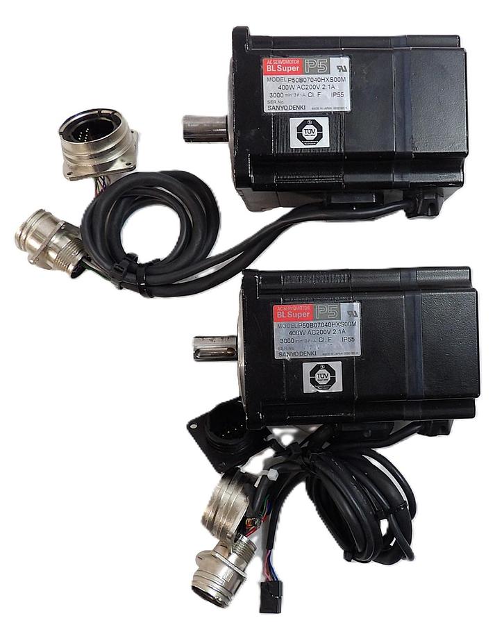 Used Sanyo Denki P50B07040HXS00M AC Servo Motor BL Super P5 Lot of 2 Working