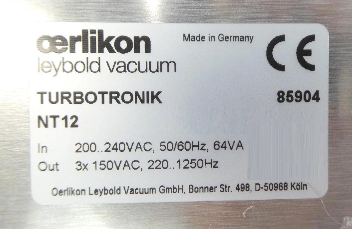 Used TURBOTRONIK NT12 Leybold 85904 Electronic Frequency Converter Turbo Working