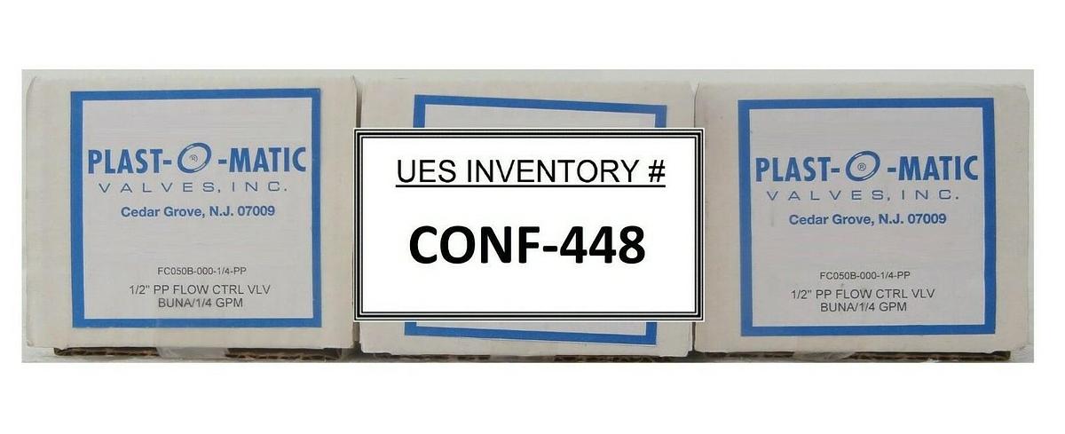 Plast-O-Matic FC050B-000-1/4-PP Thermoplastic Flow Control Valve Lot of 3 New