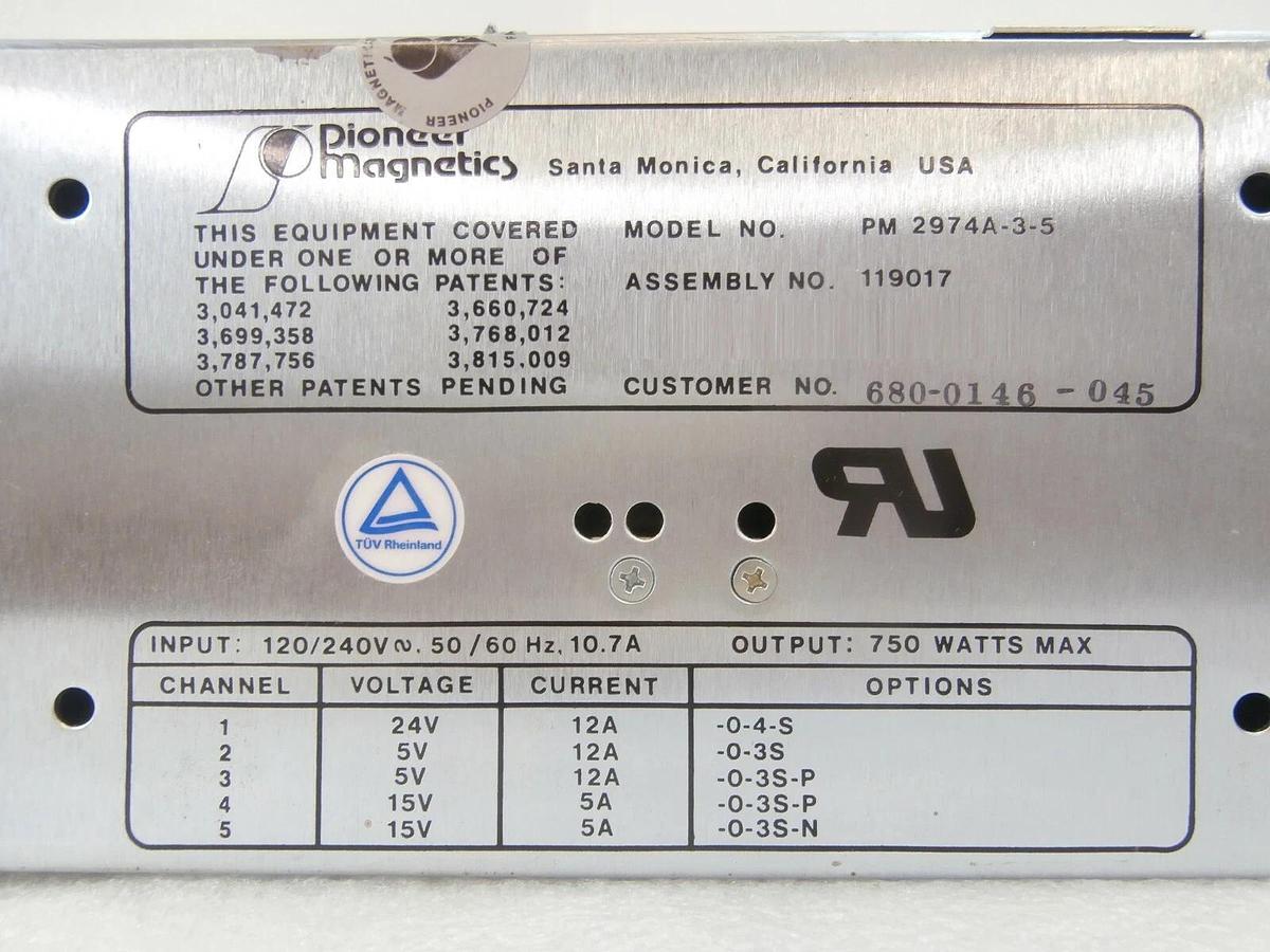 Pioneer Magnetics PM 2974A-3-5 DC Power Supply 119017 SVG 680-0146-045 New