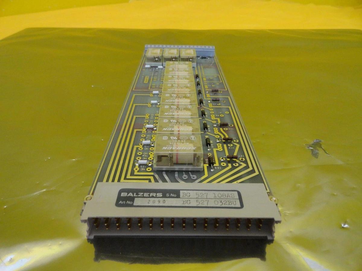 Used Balzers BG 527 032 BU 24V Relay PCB Card BG 527 108 AS Used Working