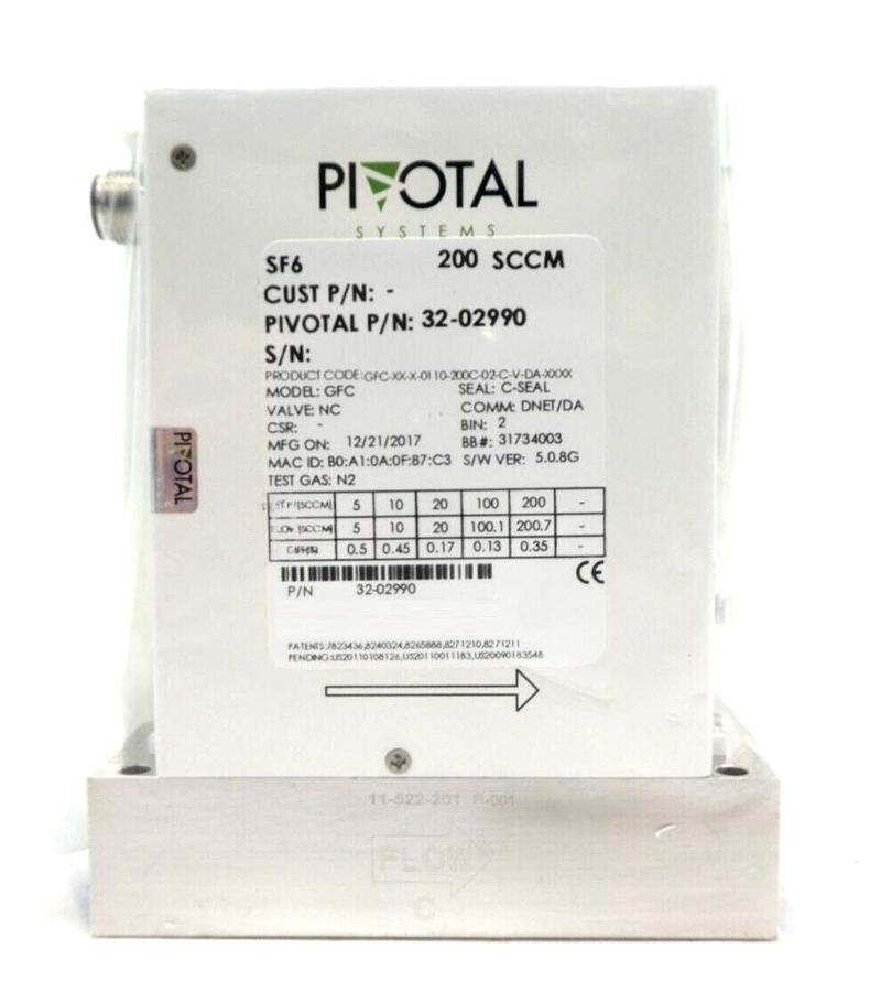 Pivotal Systems 32-02990 Mass Flow Controller MFC 200 SCCM SF6 New Surplus