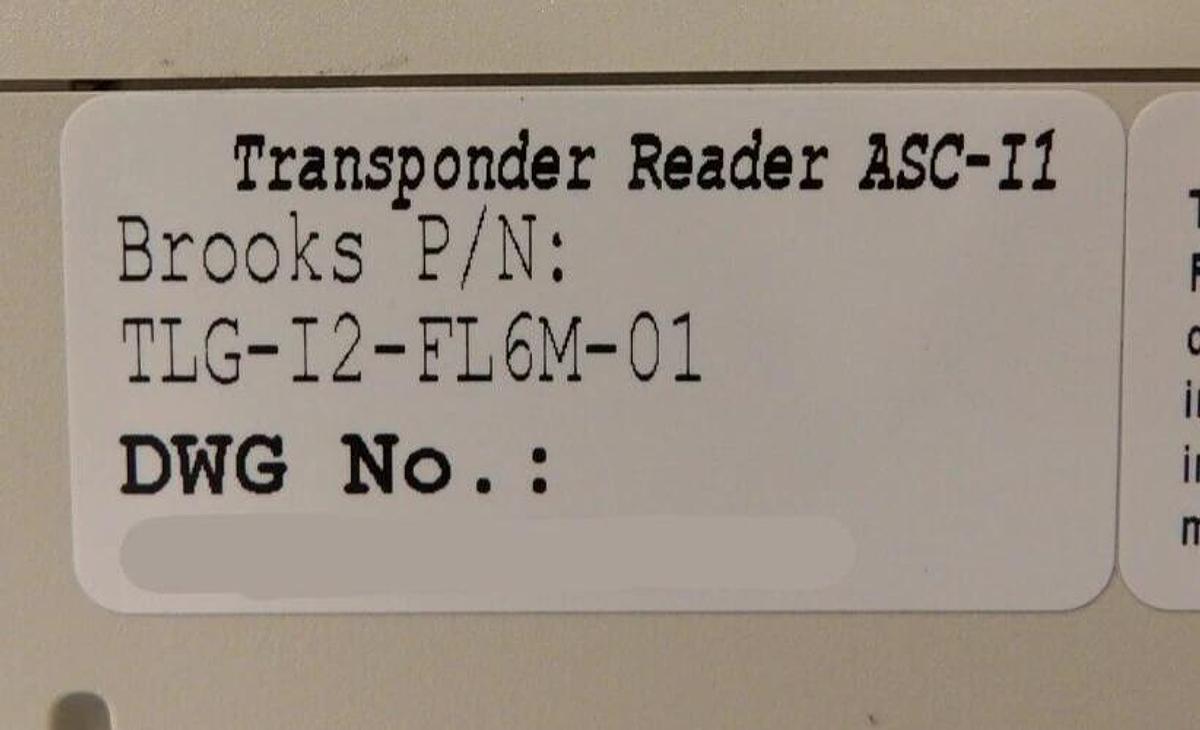 Used Brooks Automation TLG-I2-FL6M-01 Transponder Reader TLG-RS232 Working Surplus